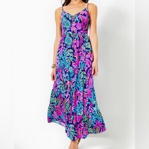 Lilly Pulitzer Joellane Maxi Dress - AEGEAN NAVY - CALYPSO COAST